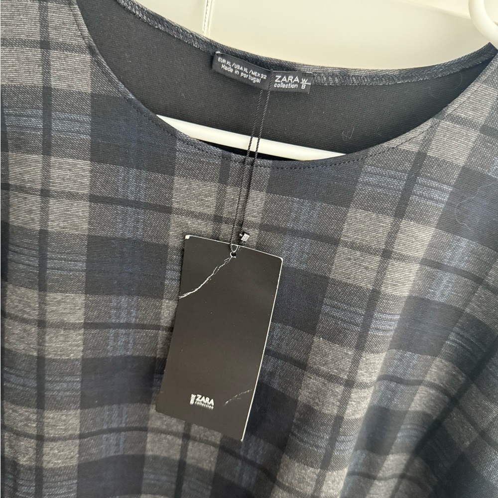 Zara Navy and Gray Plaid Dress - Picture 3 of 5